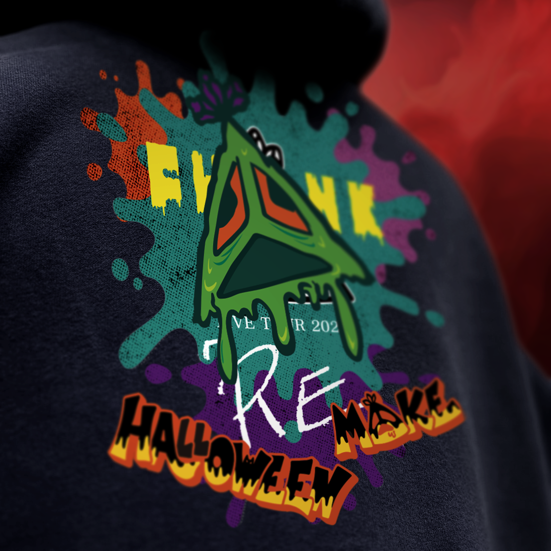 Halloween『Re』Make】オーバーサイズパーカー モコモコ刺繍ロゴ 黒 Halloween『Re』Make】オーバーサイズパーカー モコモコ刺繍ロゴ 黒