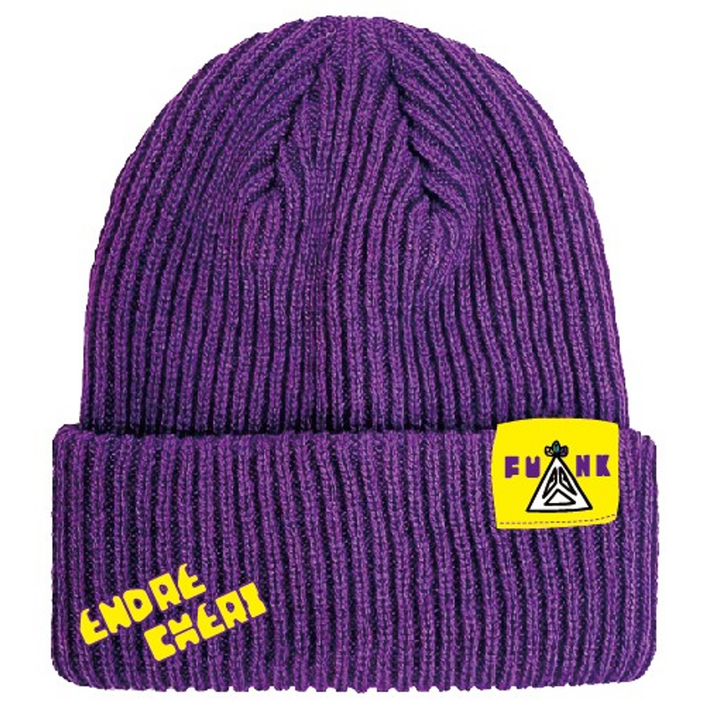リブ編みニットキャップ ENDRECHERI刺繍ロゴ メランジ紫 【RE】LIVE TOUR 2024